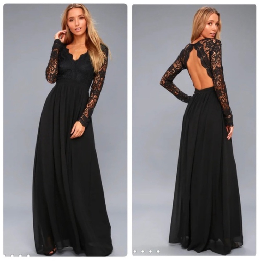 NWT Lulu’s lace open back maxi dress M
